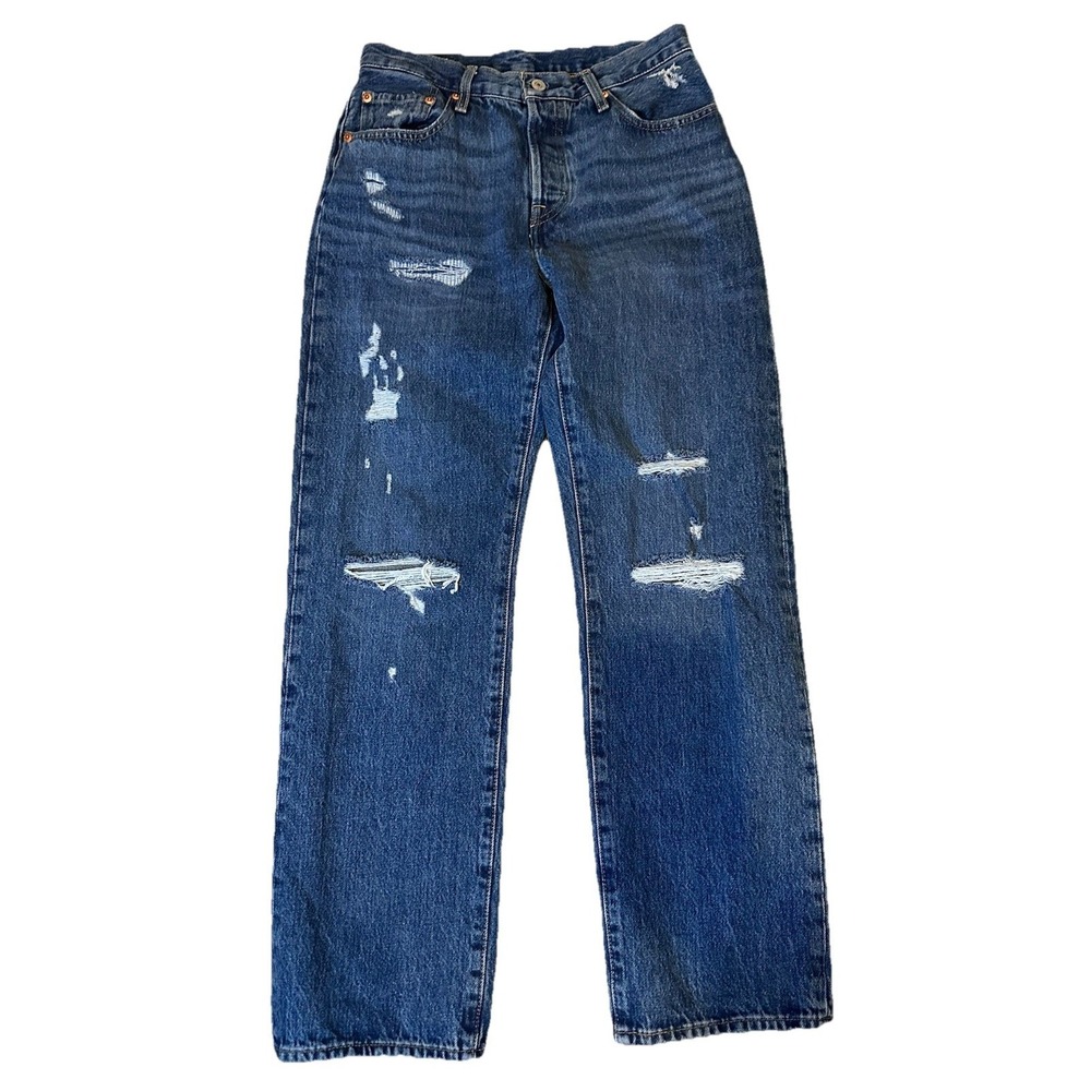 Levi's Women's 501 Mid Rise Button Fly Distressed Straight Leg Size 26 - Picture 6 of 10